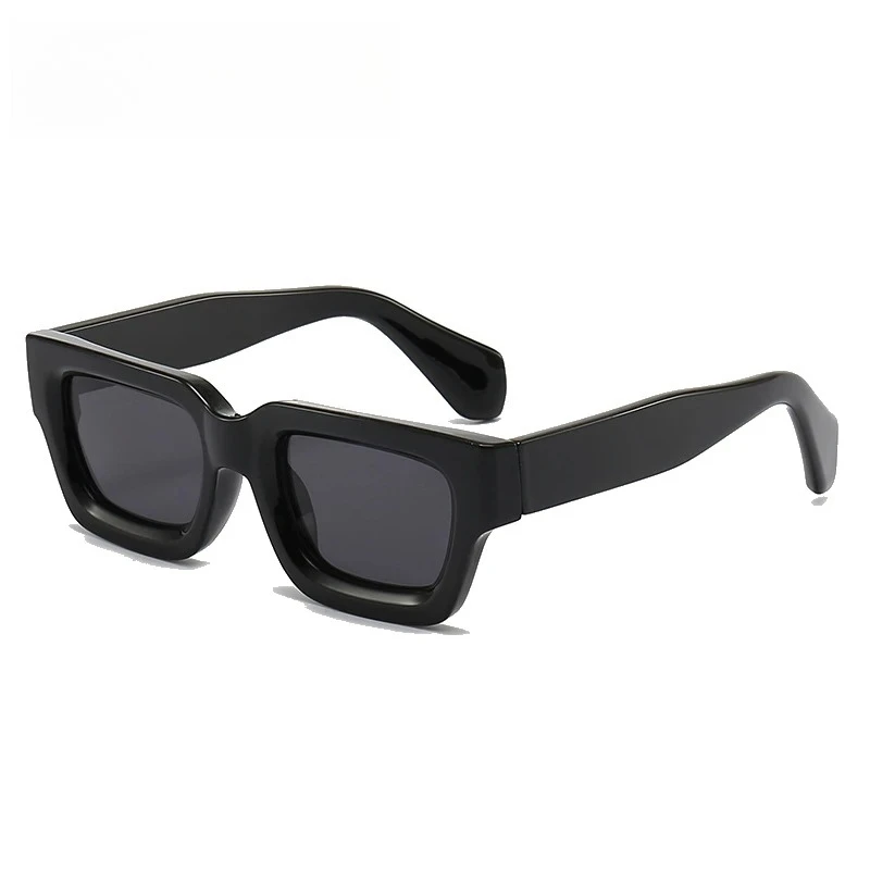 Thick Frame Sunglasses Man UV400 Hiphop Sun Glasses Vintage Purple Red Lenses Eyewear Summer Tourism Shade Gafas De Sol
