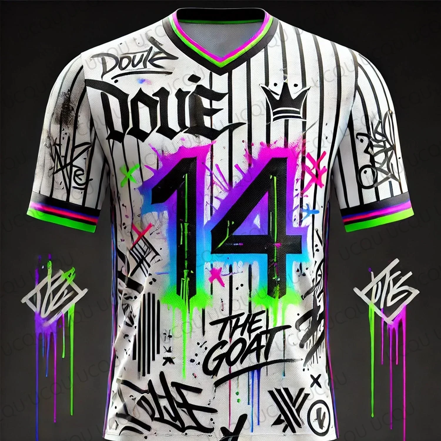 

Breathable Oversized Fanwear 2026 New Arriavl Doué #14 Graffiti Football Jersey – Classic Legendary Soccer Shirt