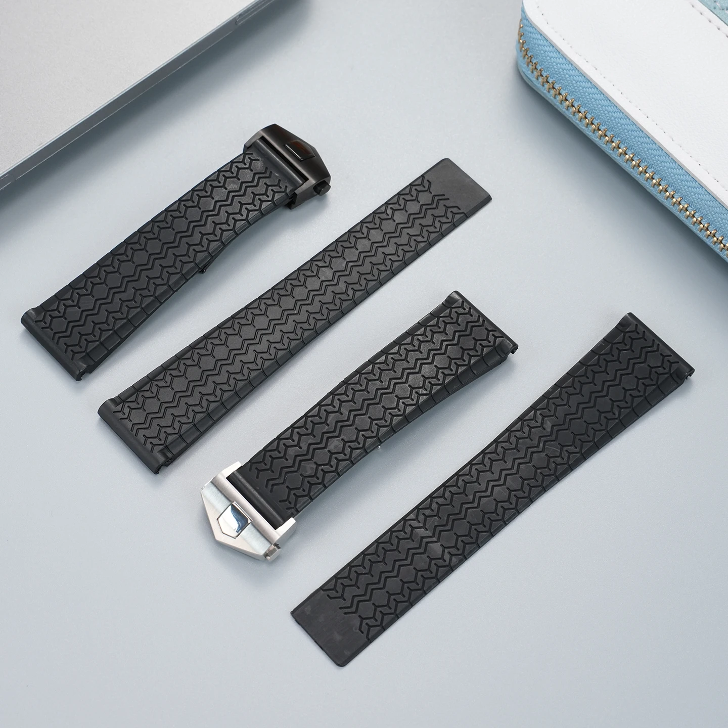 For TAG HEUER Monaco CARRERA CBN2A1H AQUARACER WAY201A Rubber Watch Strap Waterproof Folding Buckle Style Watchband 22mm Soft view 6