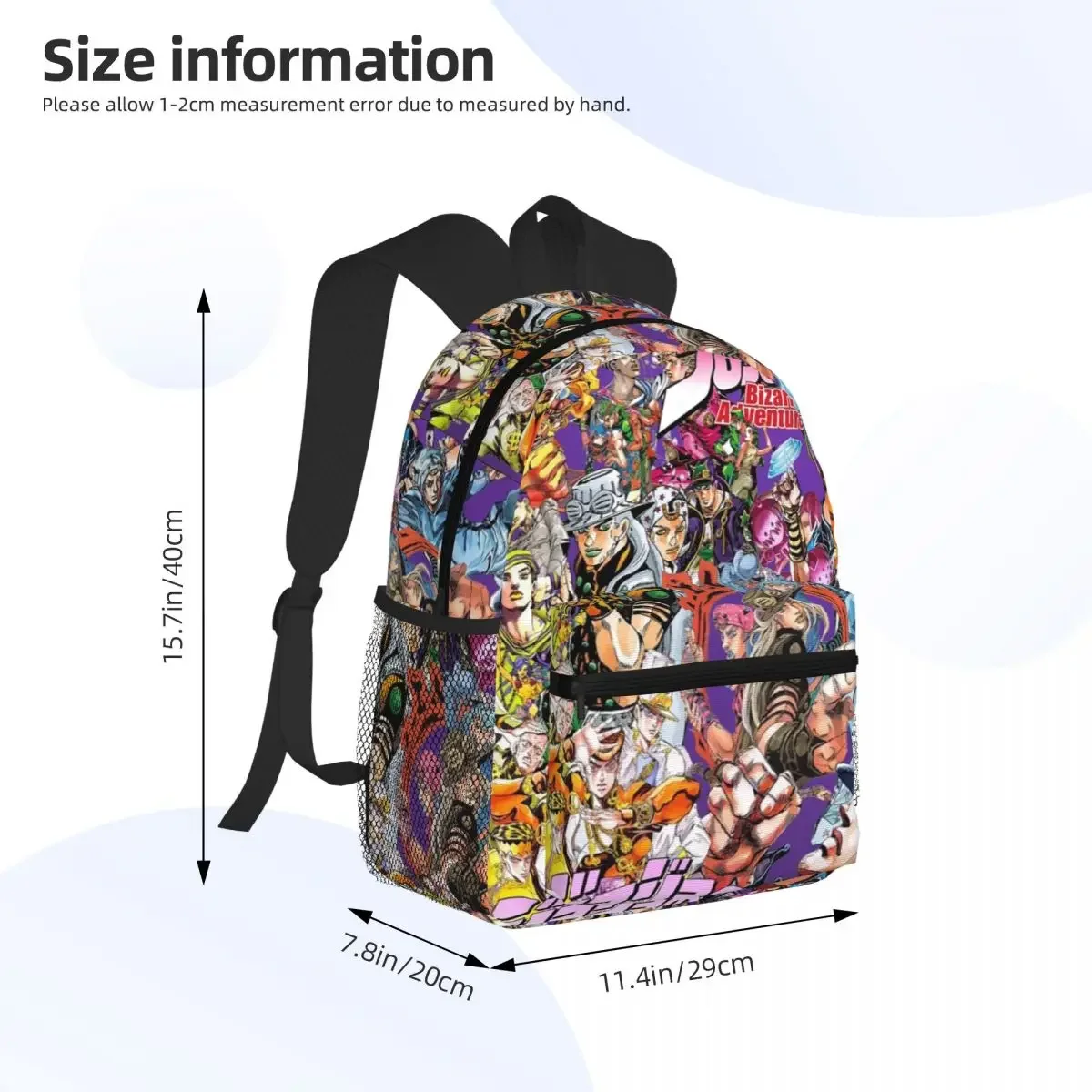 Jojo Bizarre Adventure Anime Cartoon Student Backpack School Bag Hiking Travel Daypack for Boys Girls Bookbag Shoulder Bags