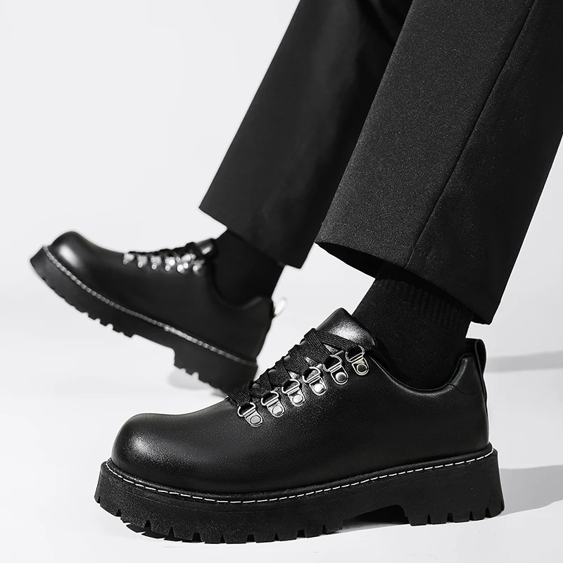 

2025 New Style Casual Fashion Anti-Slip Wear-resistant Low-top Big-Toe Leather Shoes for Business British Style Men's Shoes