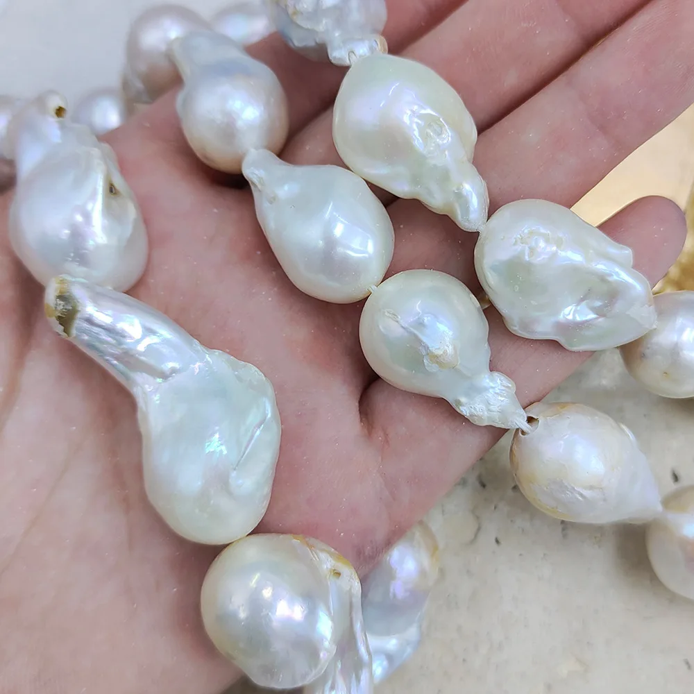 

Natural Freshwater Pearl Through Hole Baroque Irregular Loose Beads Jewelry Making DIY Necklace Bracelet 16-17mm