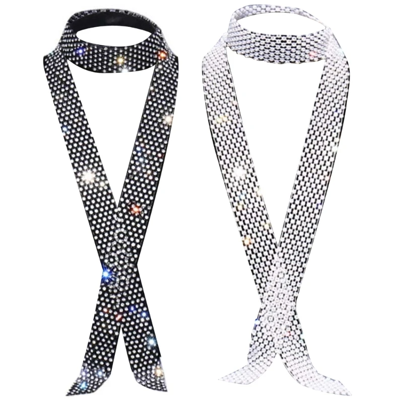 

Blingbling Long Scarves for Nightclub Party Punk Neck Scarf Stage Performances Necklace Shimmering Neckerchief Neckwear