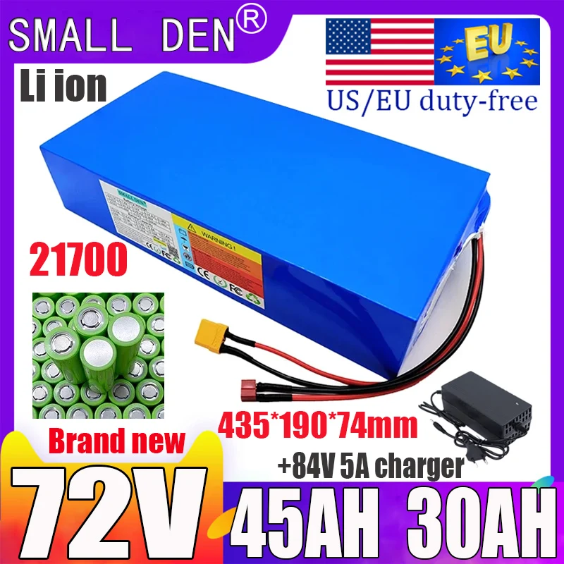 New 72V 45AH 30AH lithium battery pack with built-in BMS 21700 suitable for 500-3500W high-power motor rechargeable battery pack