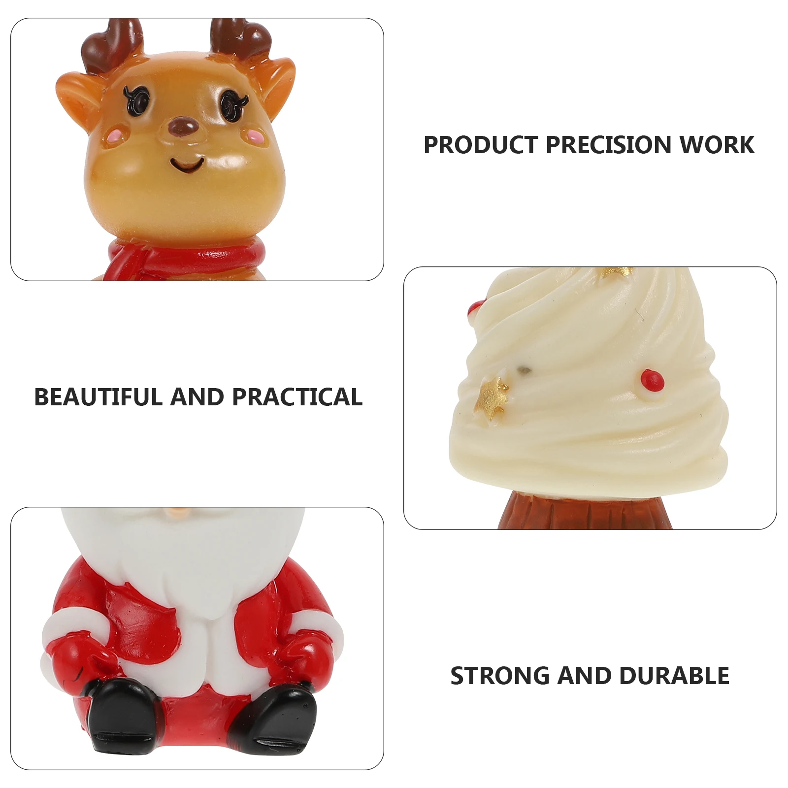 

6Pcs Christmas Resin Ornaments Cute Xmas Tree Elk Crafts Mini Landscaping Ornaments Holiday Photography Props Resin Christmas