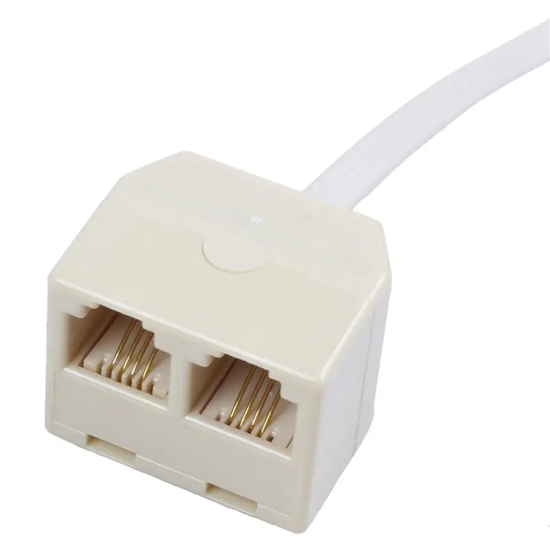 AS95 2X Telephone RJ11 Male Line to Double RJ11 Female Jack Filter Splitter Adapter