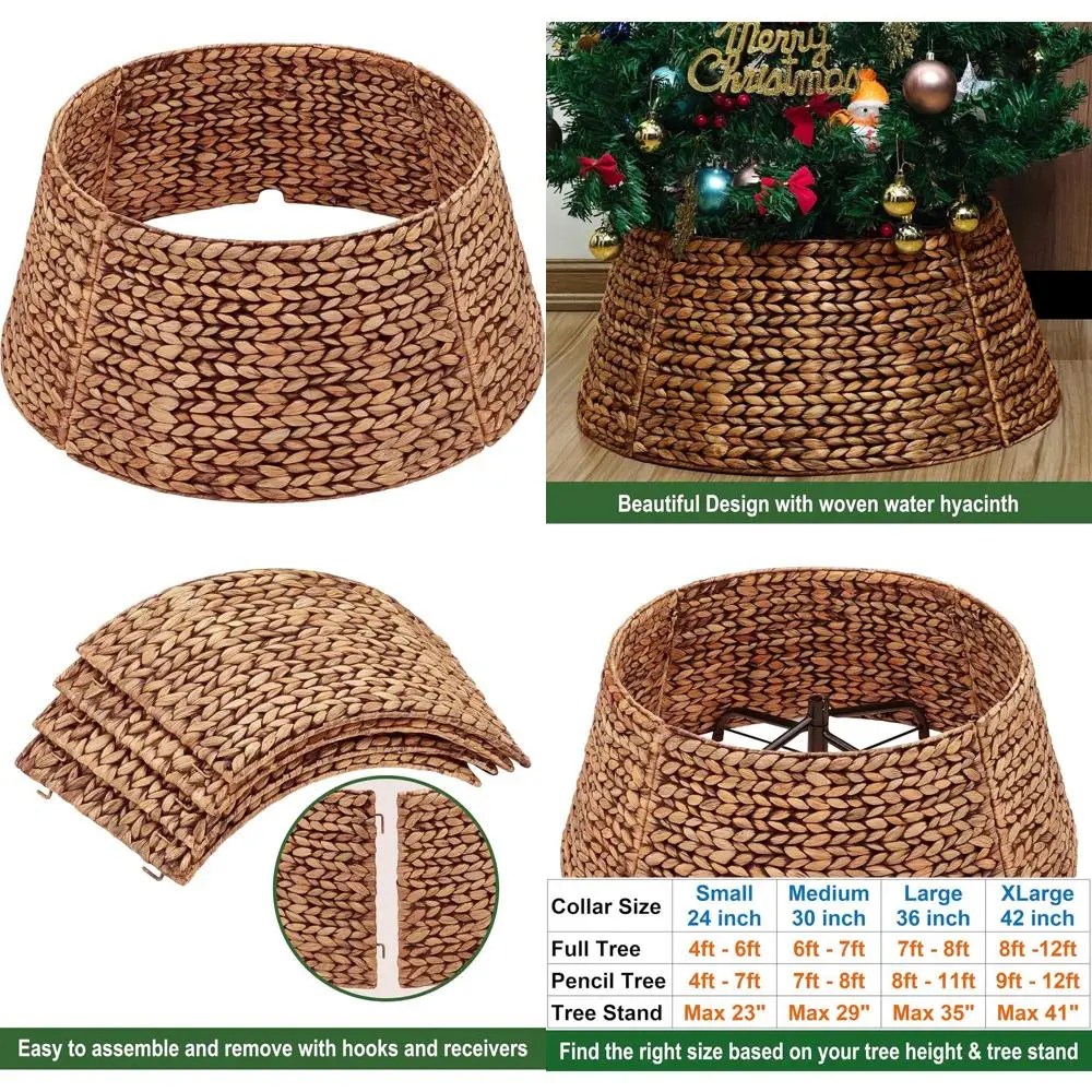 

Brown Wicker Christmas Tree Skirt and Stand Cover, 30 Rattan Tree Collar
