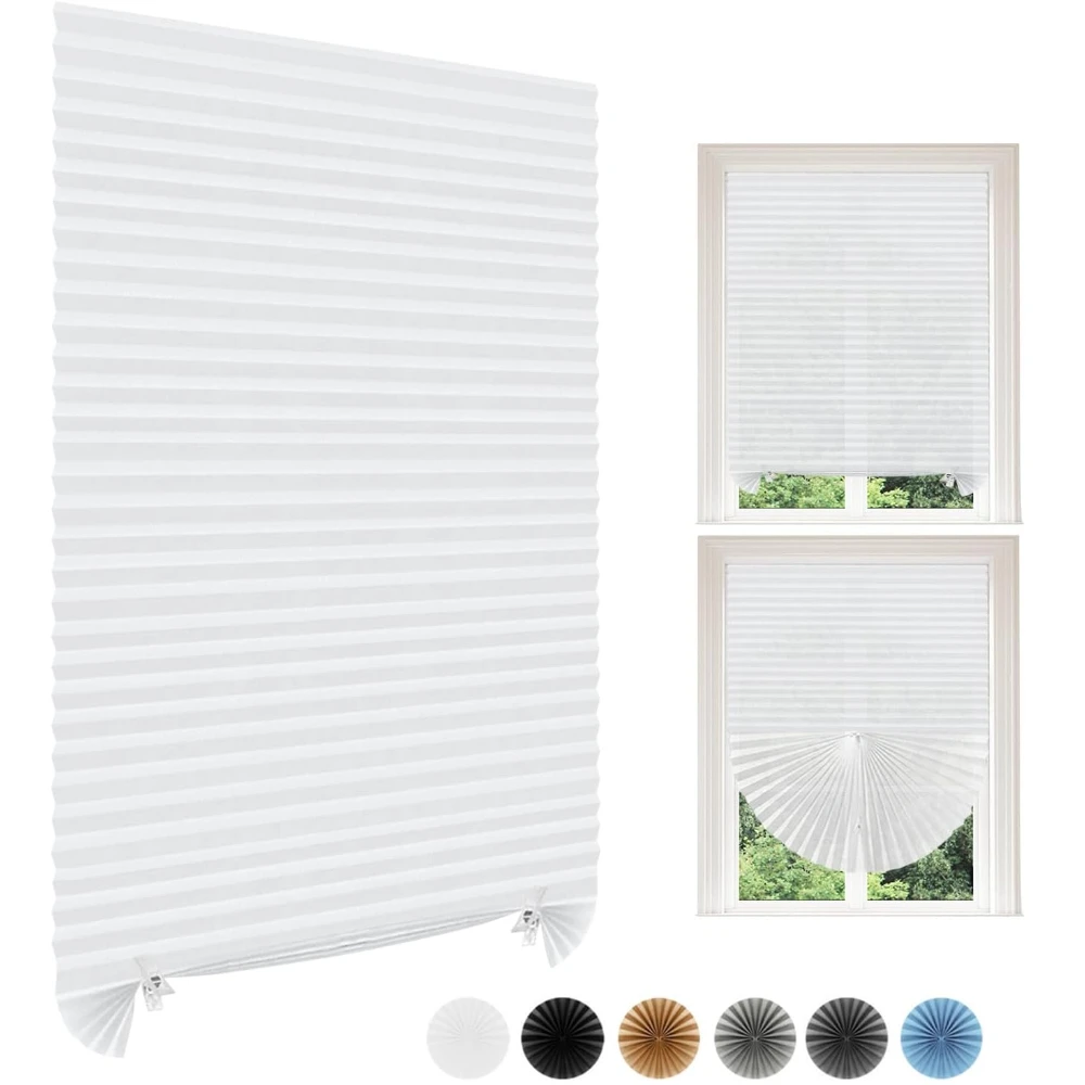 Persianas plisadas autoadhesivas de 150/180 cm, cortinas opacas para baño, dormitorio, sala de estar y balcón
