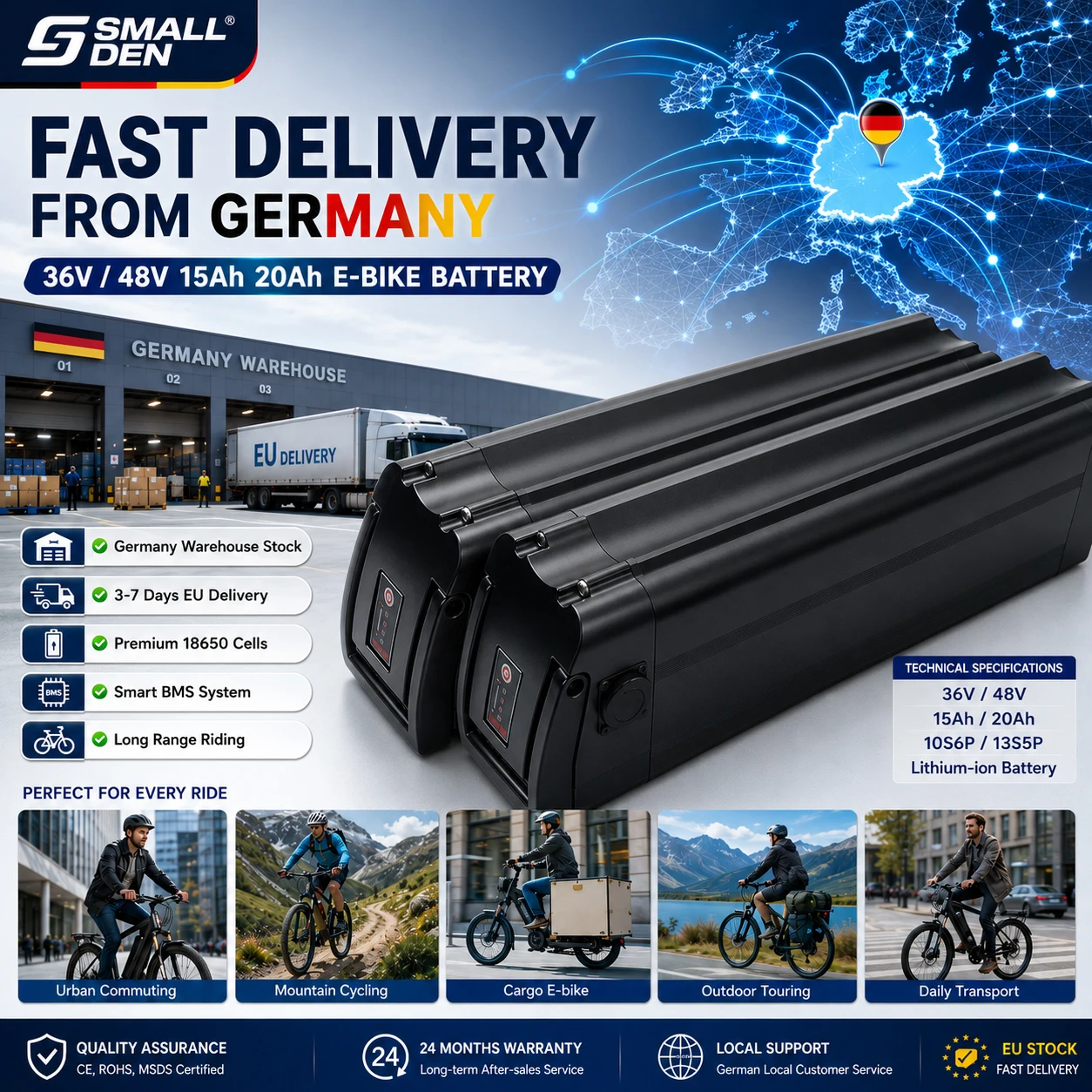 36V 48V 15Ah 20Ah 18650 Lithium-Akku Silver Fish Hochleistungs-E-Bike-Akku SCHNELLE LIEFERUNG AUS DEUTSCHLAND 3-7 Tage EU-Lieferung