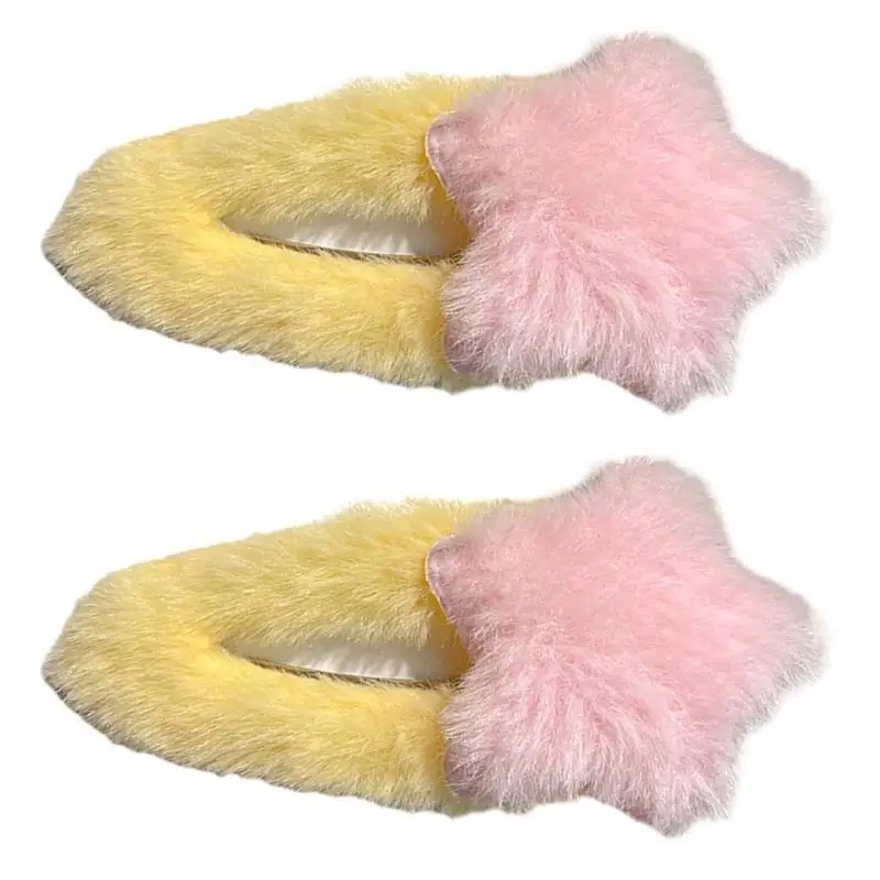 

652F Plush Star Hairpin for Toddler Teens Woman Carnival Ponytail Bangs Hairpin