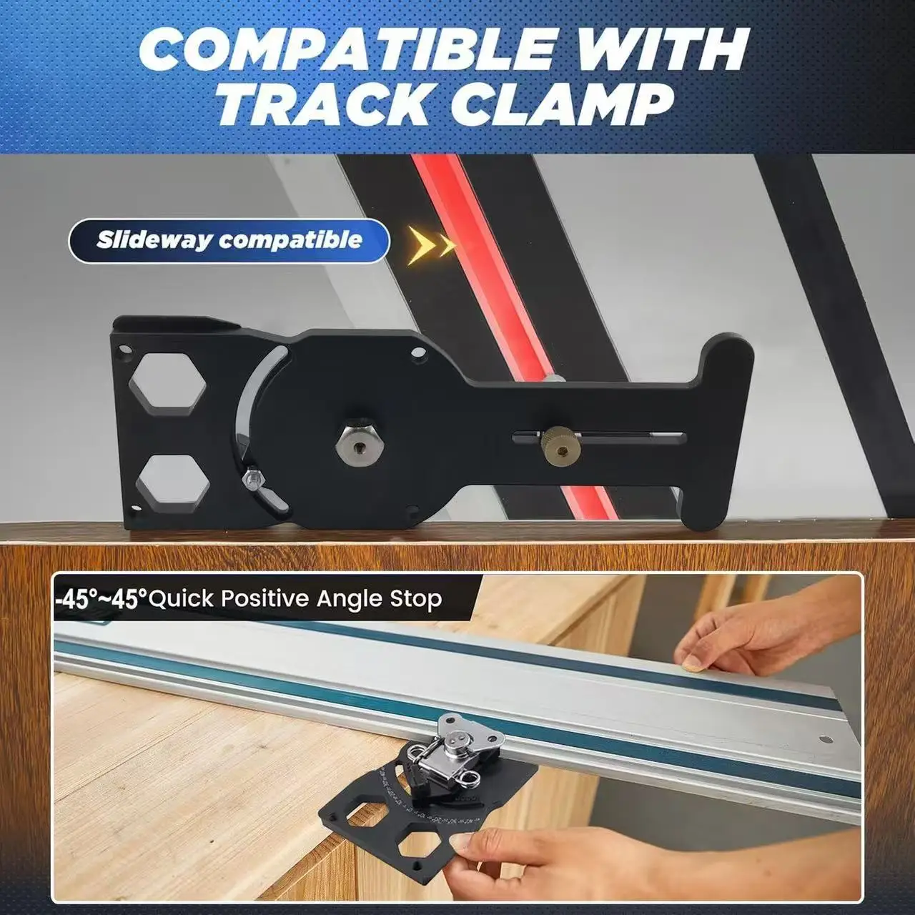 2025 Track Saw Square Adjustable Angle With -45° To 45° Quick Positive Stops and 90 Degree Right Angle Rail Square Guide
