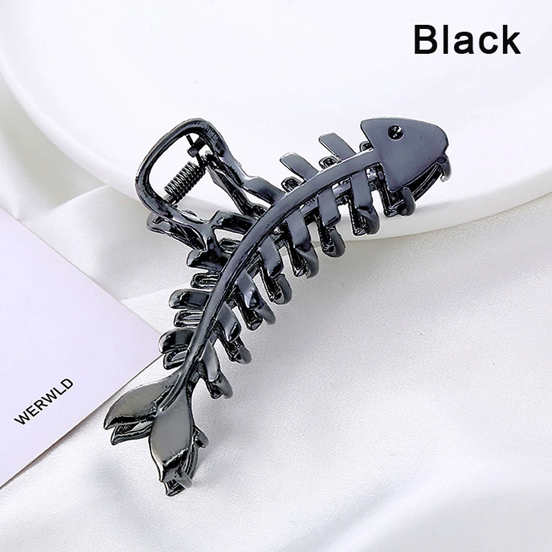 Large Metal Hair Claw Clip Fish Bone Irregular Hairpins Punk Style Silver Hair Claws Barrettes Women HairClips Hair Accessories