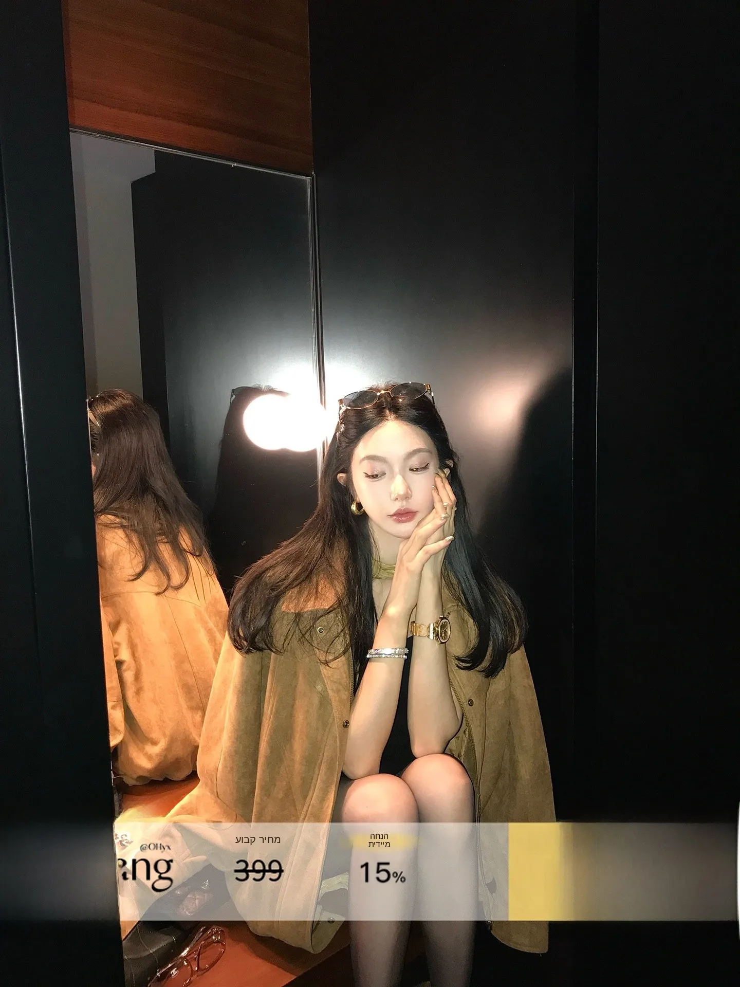 

Ouyang Women's Suede Velvet Collar Jaet Loose Vintage Silhouette Long Sve Zipper Closure Faionable Autumn New Arrival