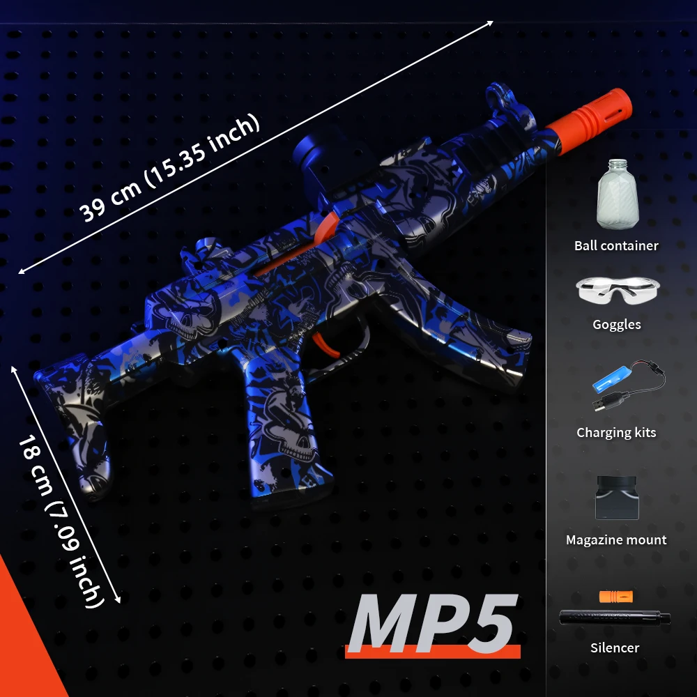 MP5 젤 볼 블래스터 세트 - 14세 이상 청소년을 위한 충전식 야외 전투 장난감, 남학생과 여학생을 위한 완벽한 선물(젤 비즈는 포함되지 않음)