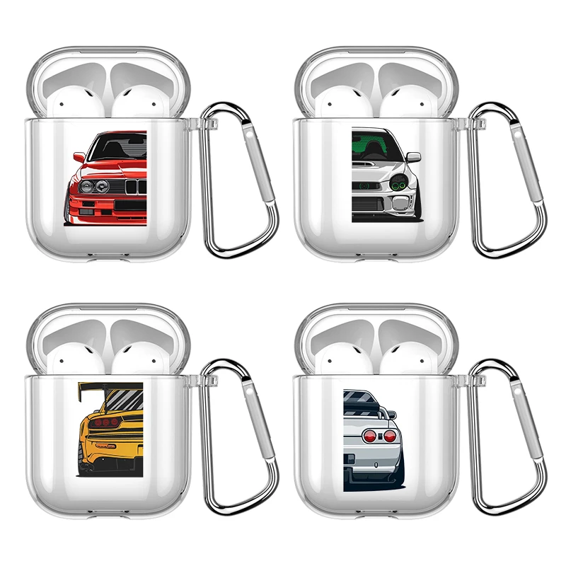 Japan JDM Sportwagen mit Haken für Airpod Pro 3 Pro2 Clear Cover Zubehör Silikon hülle für Apple Airpods 2 1 Kopfhörer hüllen