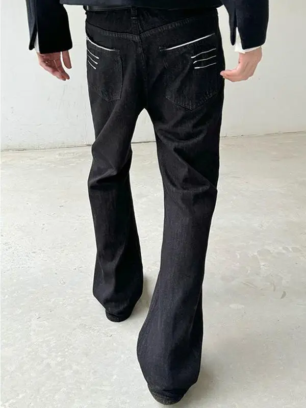 

Cleanfit Slim Fit Straight Leg Original Denim Jeans for Men with White Edges Four Lines Narrow Width Youth Casual Trousers