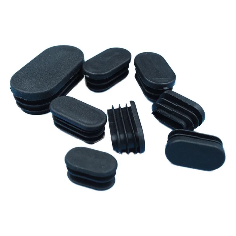 5/10Pcs Black Oval Plastic Pipe Plug Ellipse Blanking End Cap Tube Plugs Non-slip Chair Leg Caps For Furniture Legs Protectors