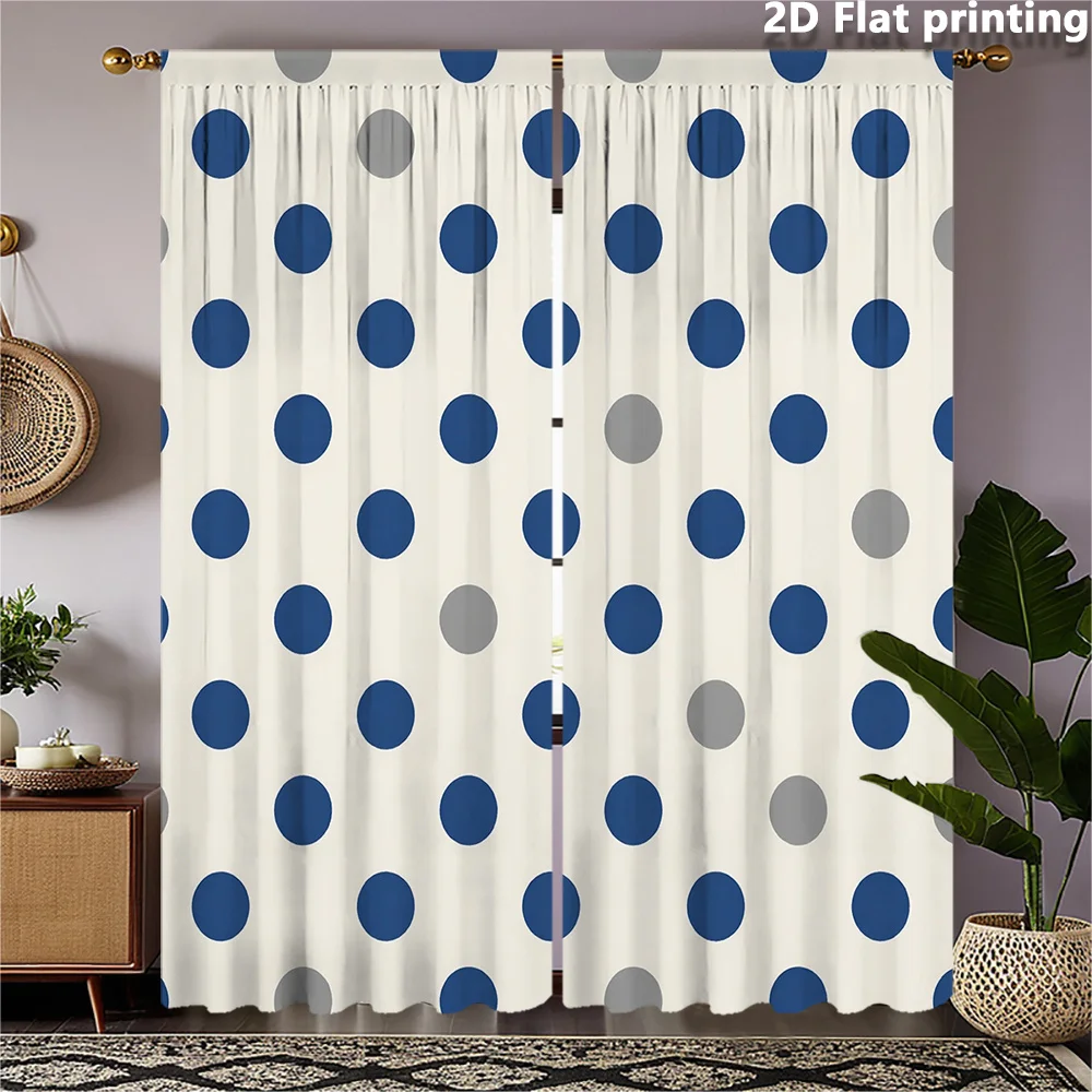 Elegante Polka-Dot Vorhänge Blau-Grau Muster Wohnzimmer Vorhänge Fensterdekoration Stilvolle Moderne Heimdekoration zum Verkauf