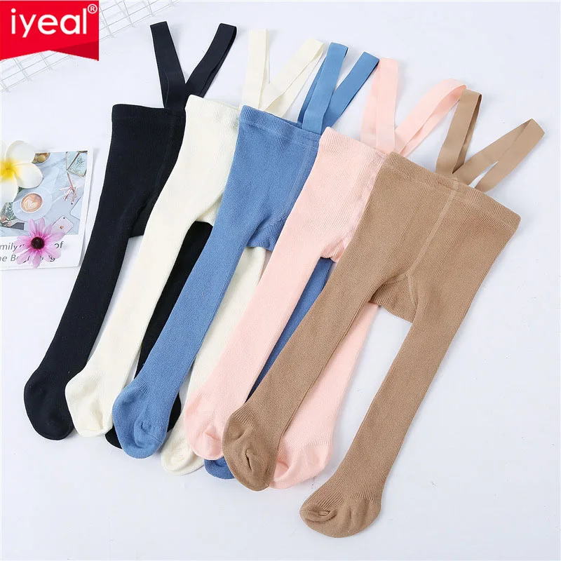 

2025 Spring Newborn Baby Boys Girls Pantyhose Solid High Waist Knit Strap Leggings 0-3Years Baby Tights