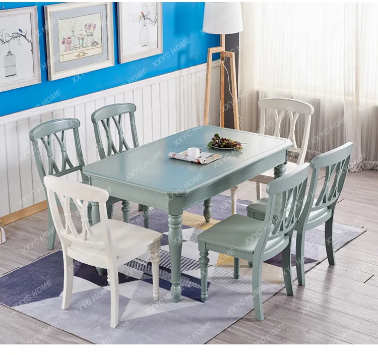 

Rectangular dining table Rural pastoral simple furniture Household solid wood dining table
