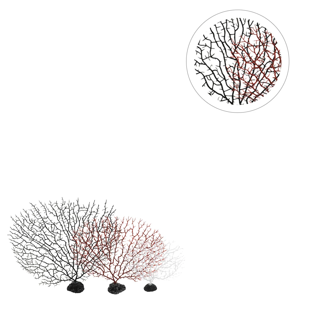 

3pcs Simulated Coral Tree Artificial Branch Decor For Aquarium Fish Tank Red White Black Fake Coral Branch Easy Clean
