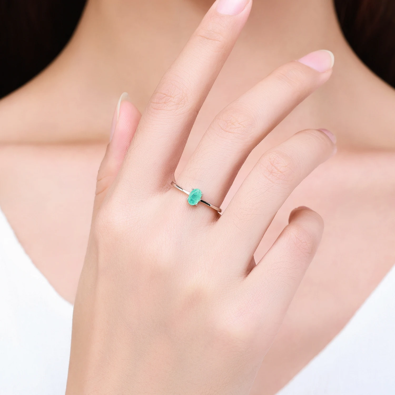 Modian 925 Sterling Silver Fashion Oval Finger Rings for Women Elegant Paraiba Tourmaline Engagement Wedding Statement Jewelry