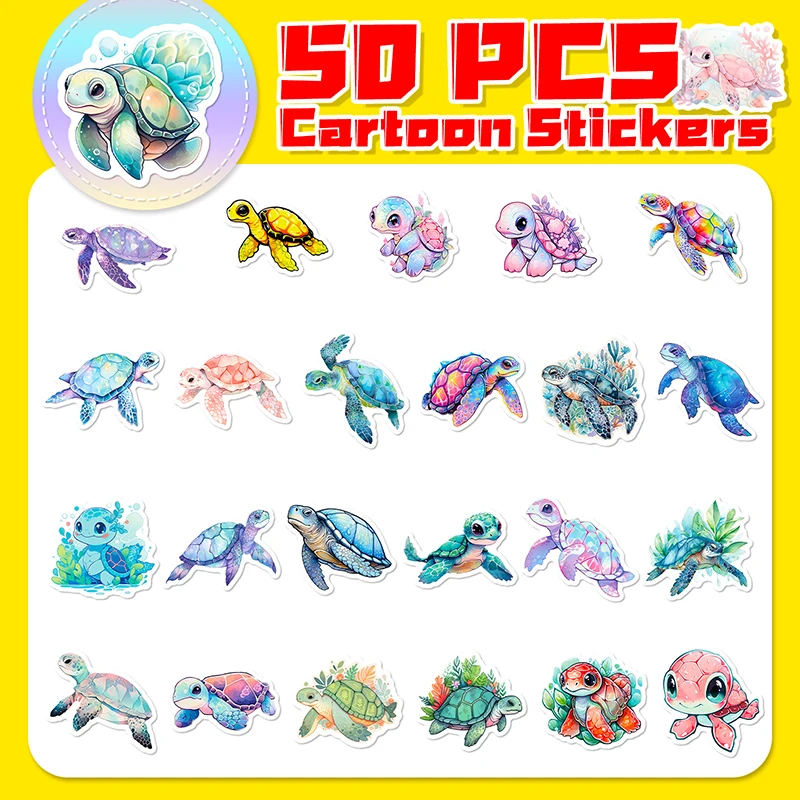 10/30/50PCS Cute Sea Turtle PVC Sticker Aesthetic Children's Decoration Scrapbooking Korean Stationery School Supplies for Kids