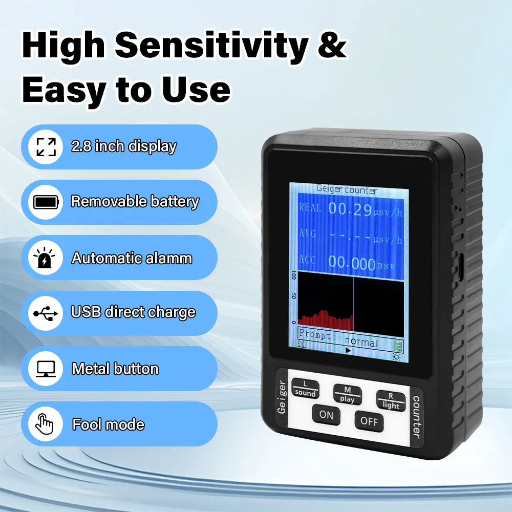 

High Quality-Nuclear Radiation Detector, Portable Geiger Counter, Beta Gamma X-Ray Monitoring Meter,Nuclear Radiation Detector