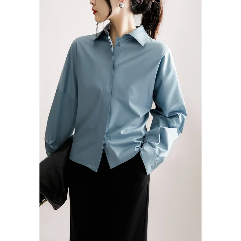 

High end 100% SUPIMA Cotton Women's Shirt Long Sleeve Business Shirt Wrinkle Resistant Button Invisible Top Luxurious Lady Shirt