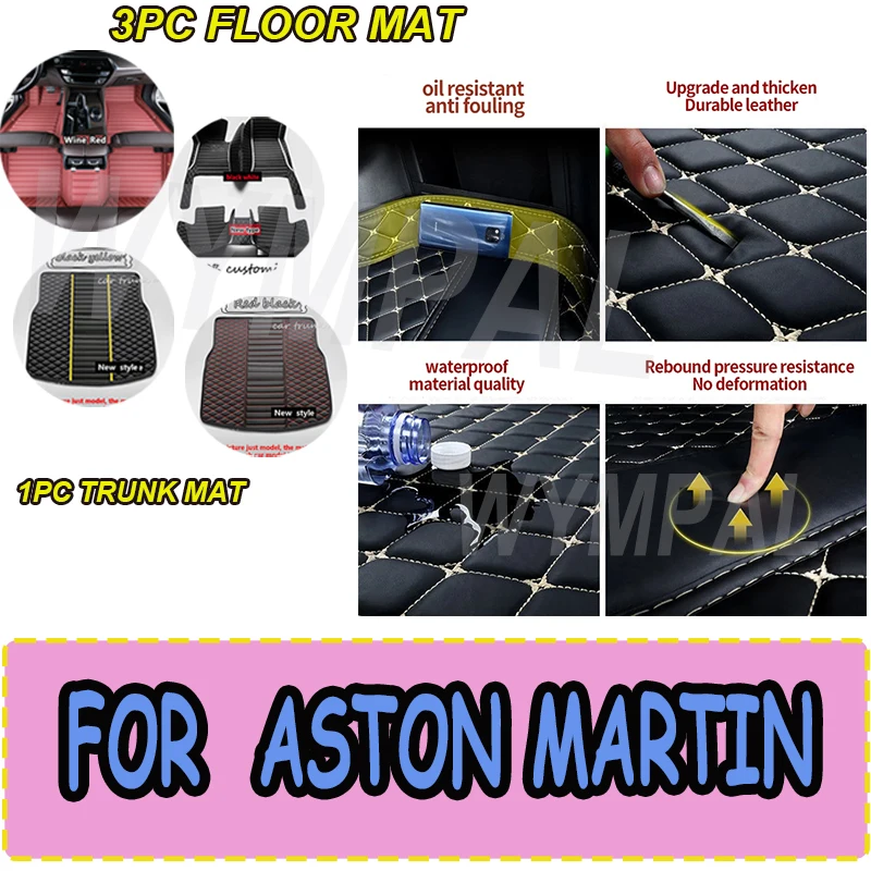LUXURY Car Mats For ASTON MARTIN Rapide Vanquish DB7 DB11 DB9 DBX DBS vantage Pad Carpets