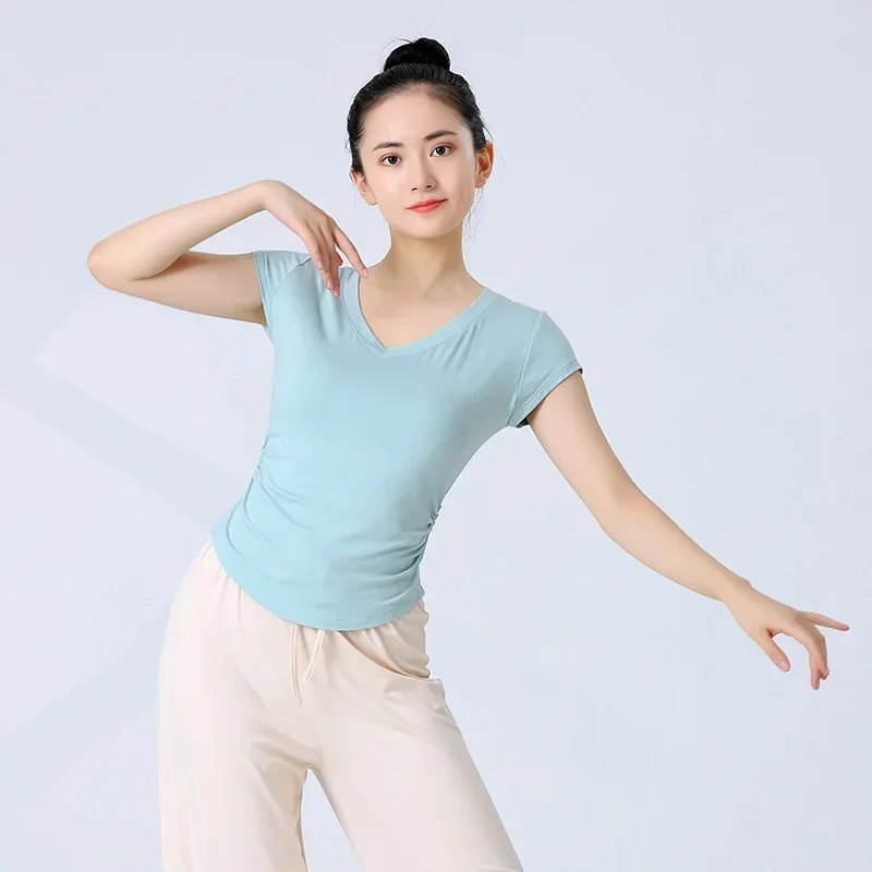 Одежда для танцевальных тренировок, современная танцевальная одежда, черная художественная тестовая одежда для тела, женские классические топы для народных танцев