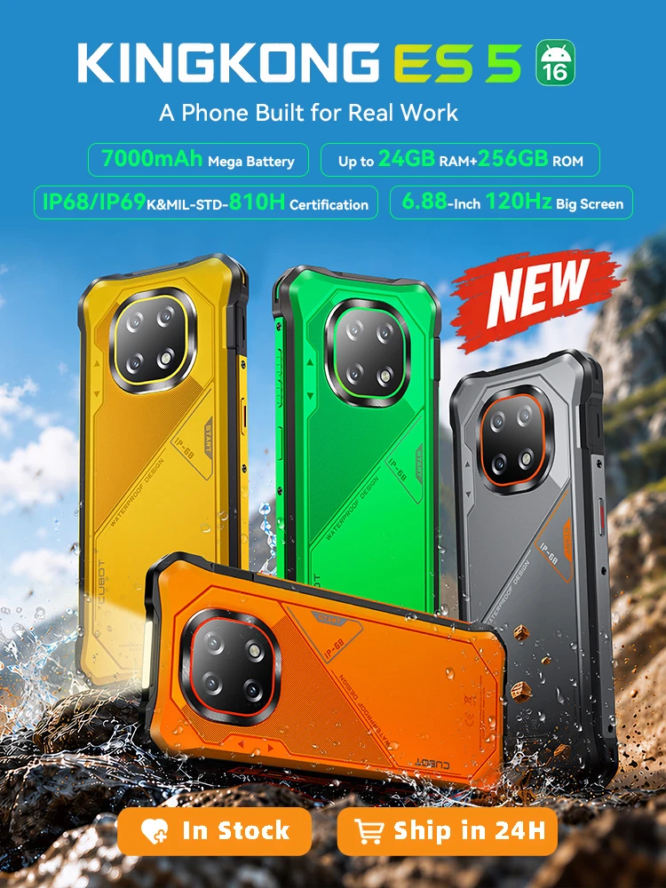 �y�Z�[�����z���ȃX�}�[�g�t�H���AAndroid 16 Cubot KingKong ES 5�B�ő�24GB RAM�i12GB+12GB�g���j�A256GB ROM�A6.88�C���`120Hz�X�N���[���A7000mAh���K�o�b�e���[�AIP68/IP69K�����MIL-STD-810H�h���A64MP�J�������ځB4G mobile phones, Android smartphone �ANFC �g��