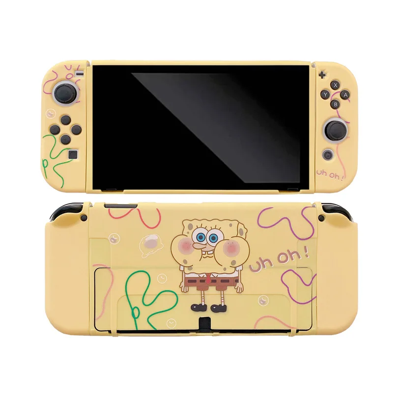 bonito-bob-esponja-patrick-estrela-caso-doca-estacao-capa-escudo-protetor-para-nintendo-switch-oled-console-protetor-de-cristal-pele