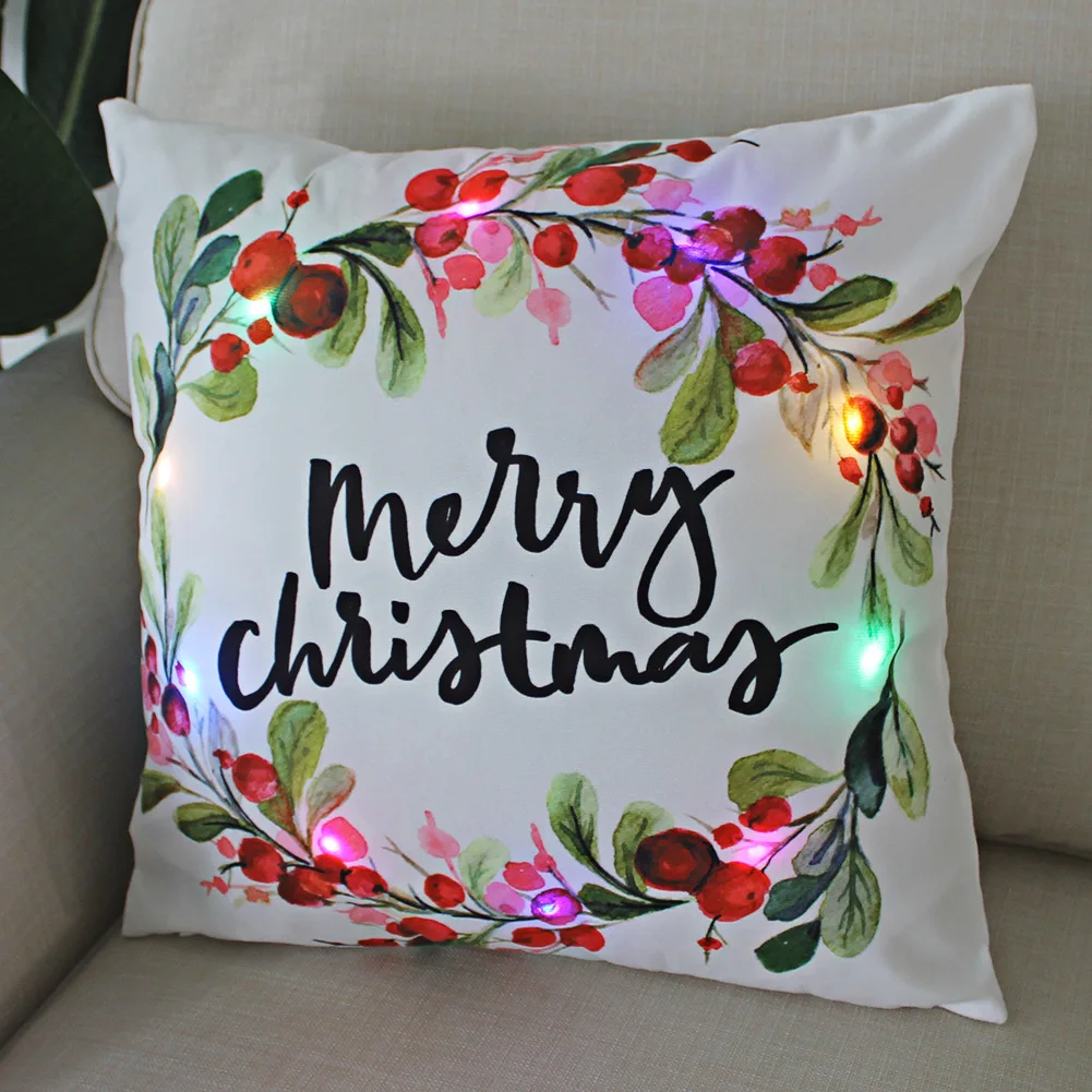 2023 New Luminous Christmas Pillowcase LED Light  Creative Festive Garland Polyester  Home Decor 45cm