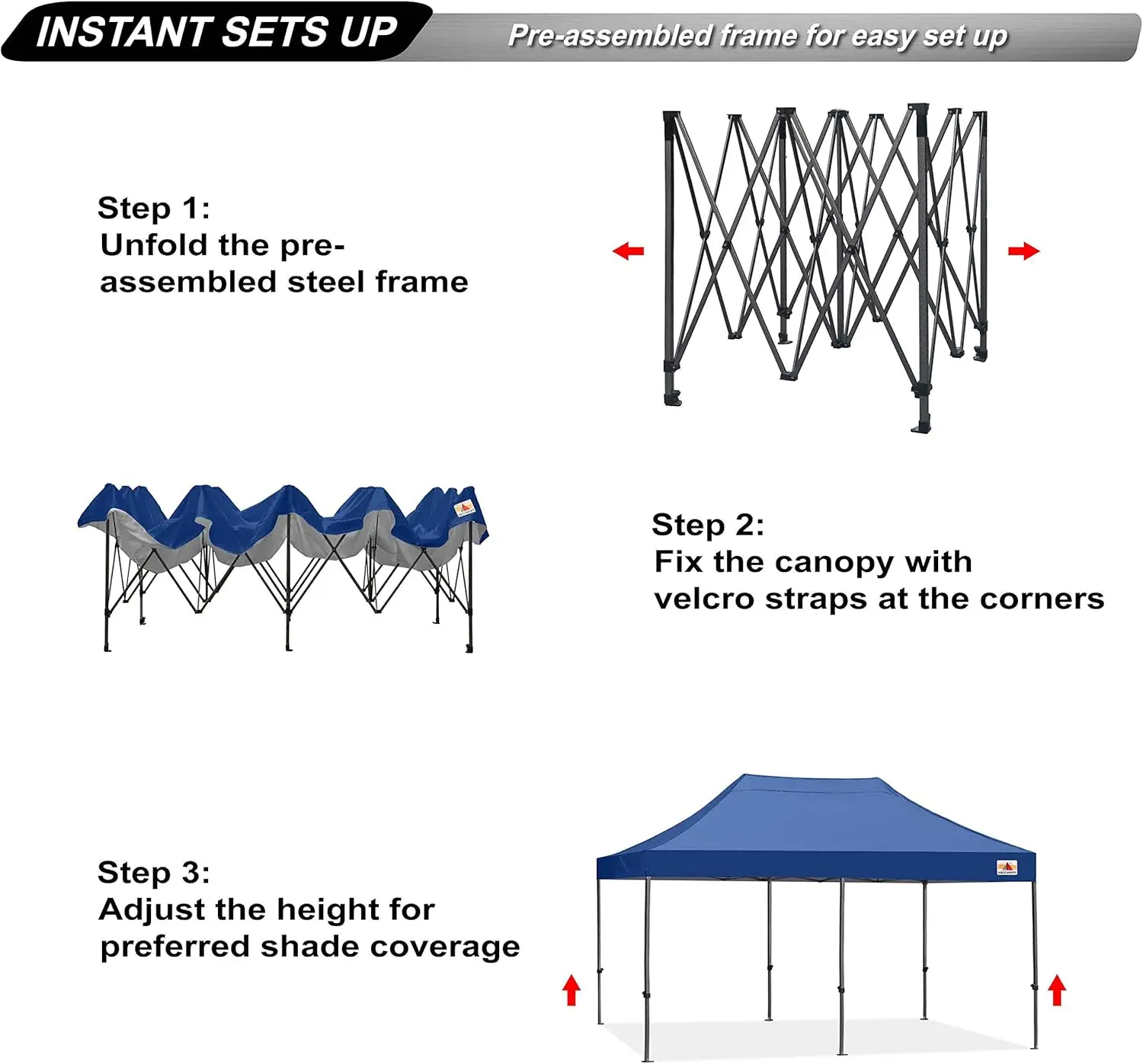 Tenda a baldacchino Pop-Up Patio 10x20 Commercial-Series (blu Navy)