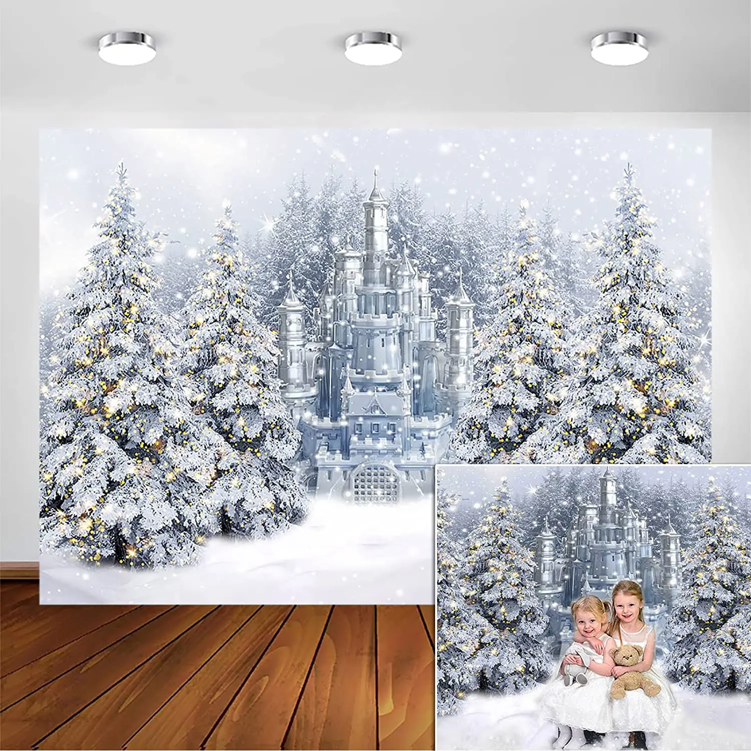 

Winter Wonderland Backdrop Christmas Winter Forest Scene Castle Photography Background for Birthday Party Wonderland Xmas