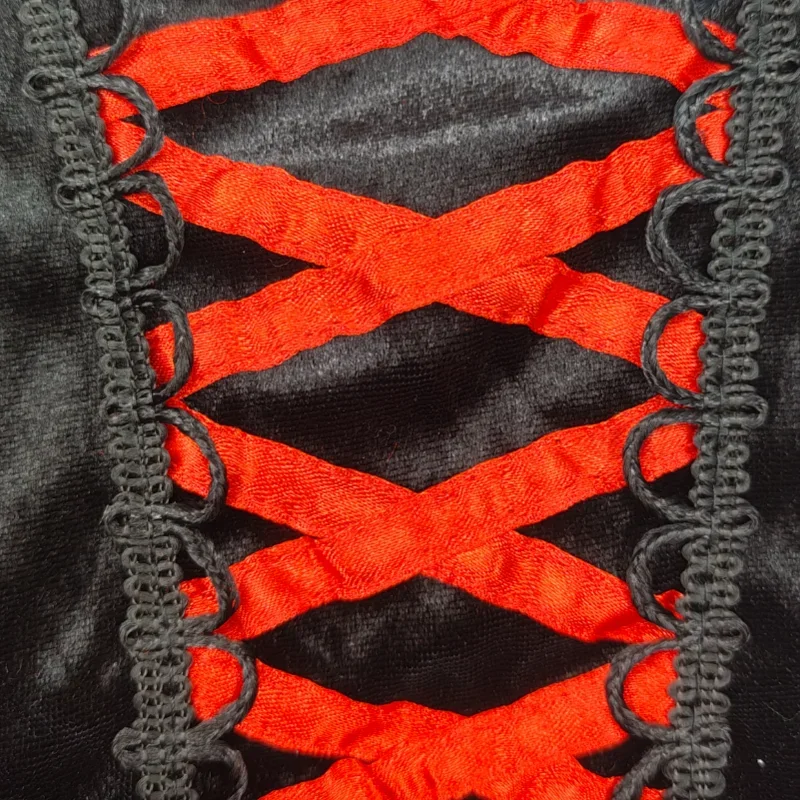 Костюм для косплея Gothique Foncé Noir and Rouge pour Fille, Robe Imprimée Christmas de Mort, Tenue d'Halloween, 3 Pièces