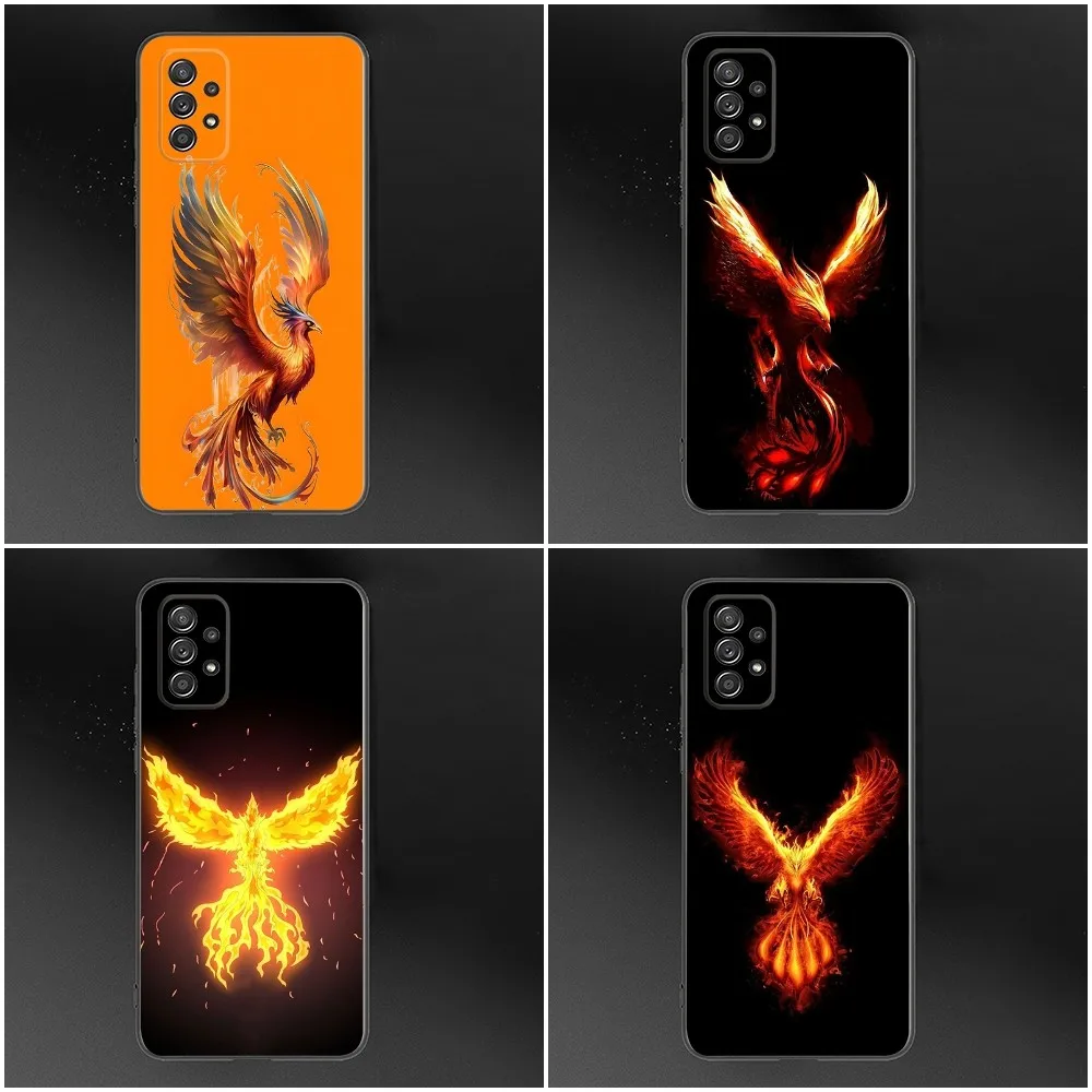 

Red Cool Phoenix Phone Case For Samsung S24,S23,S22,S21,S20,S10,S10E,S9 Plus FE Note 20 Ultra 10,9 Plus Black