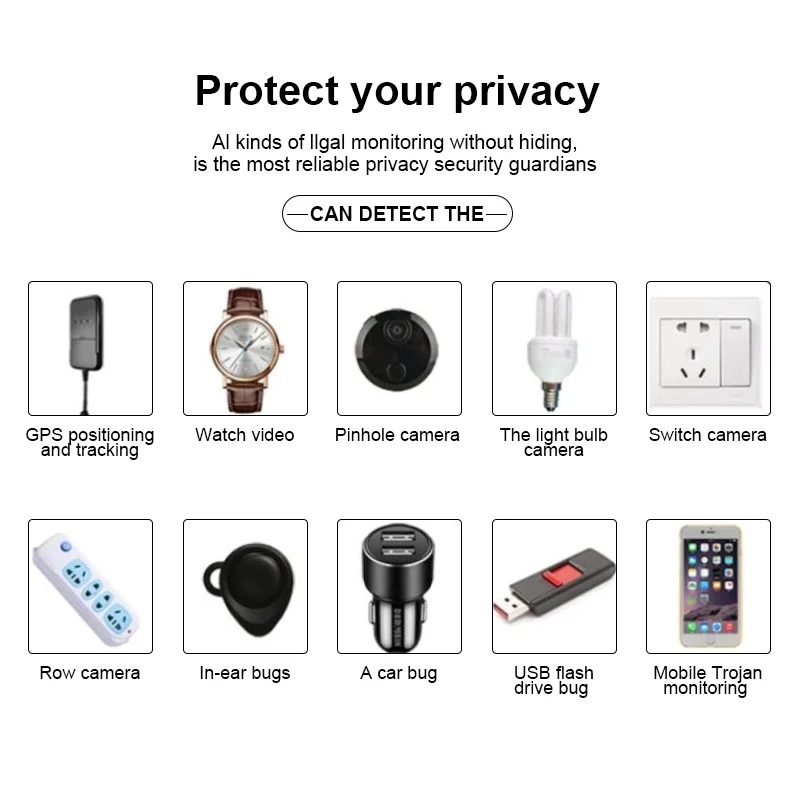 Detector de câmera escondida, Lente Pinhole Detectar Gadget, Proteção de Segurança Anti-Peeping, Scanner Anti-Spy, Novo