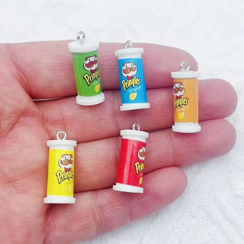 10 piezas de colgantes de resina con forma de patatas fritas en cubo 3D de simulación, accesorios de joyería DIY para pendientes, llaveros y accesorios para el cabello