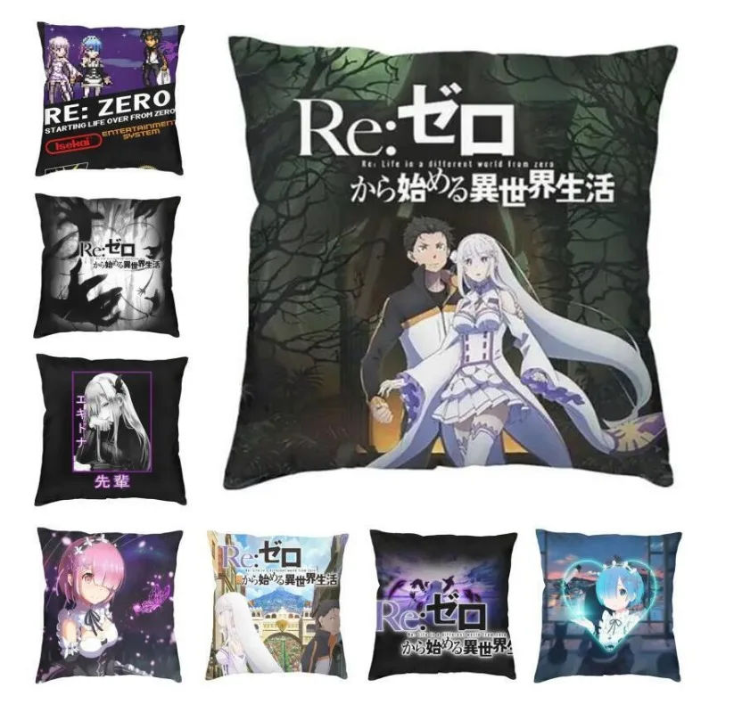 Re Zero Pillow Covers Bedroom Decor Cute Anime Cushions Print Pillowcase