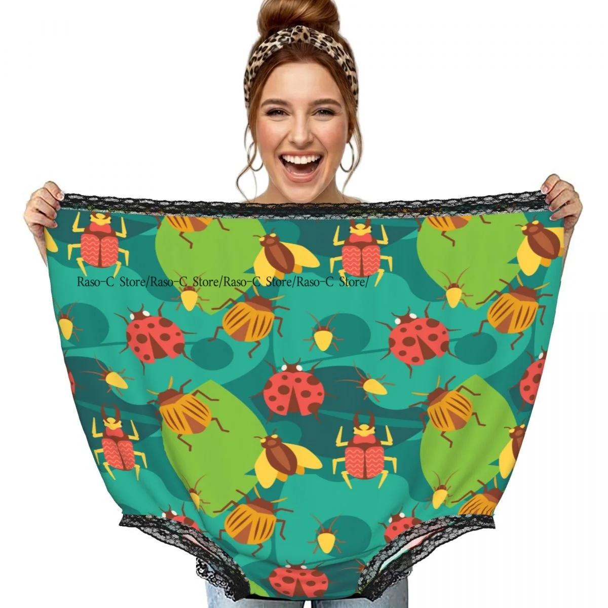 Party Funny Trick Granny Underwear Humorous Daily Wear Ladybug Panties