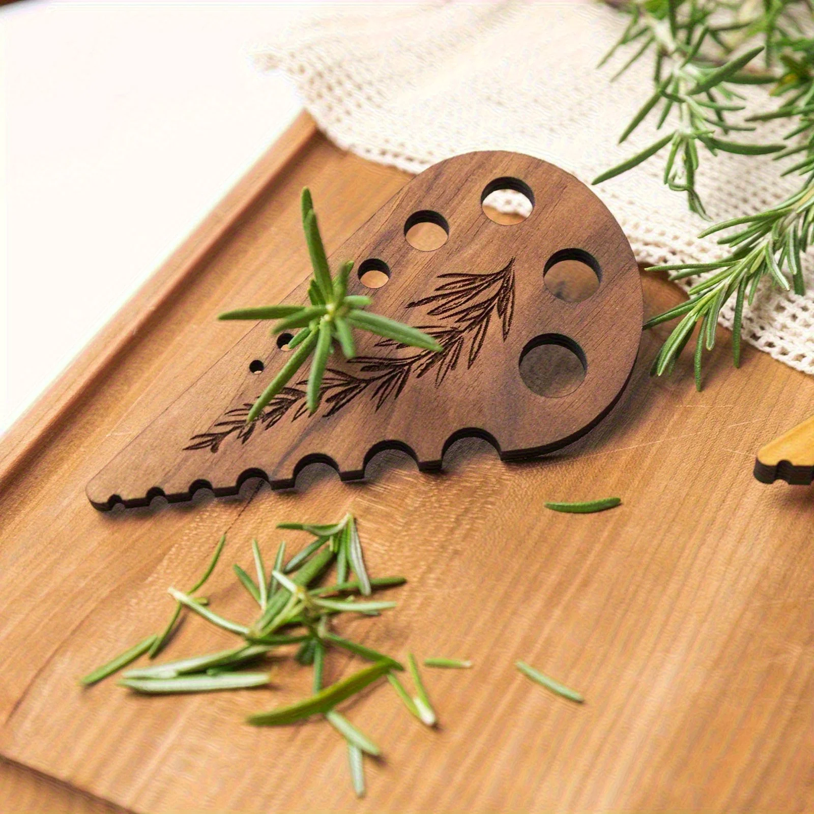 1/2 قطعة مقشرة عشبة المطبخ ومزيل الجذع-تصميم ثقب صرف قوي، مظهر خشبي أنيق أسود وبني مسطح ثنائي الأبعاد