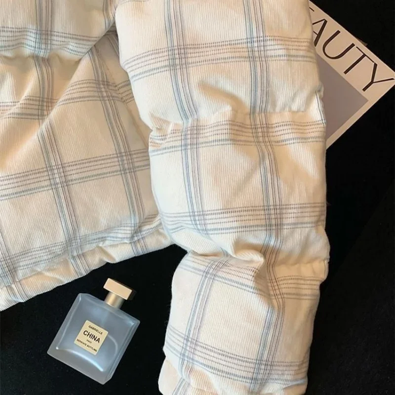 2025 New Women‘s Corduroy Plaid Jacket, Winter Stand Collar Thick Cotton Coat, Korean Style Warm Casual Outerwear (W1829)