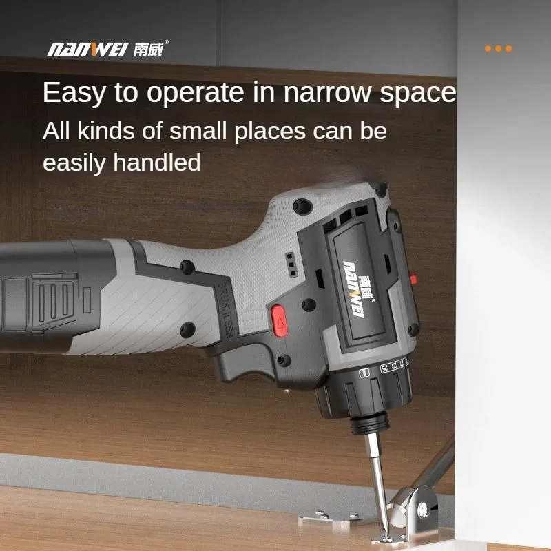 NANWEI Brushless Motor Drill 21V 80N.m Torque Lithium-ion Impact Screwdriver Rechargeable Furniture Maintenance Power Tools