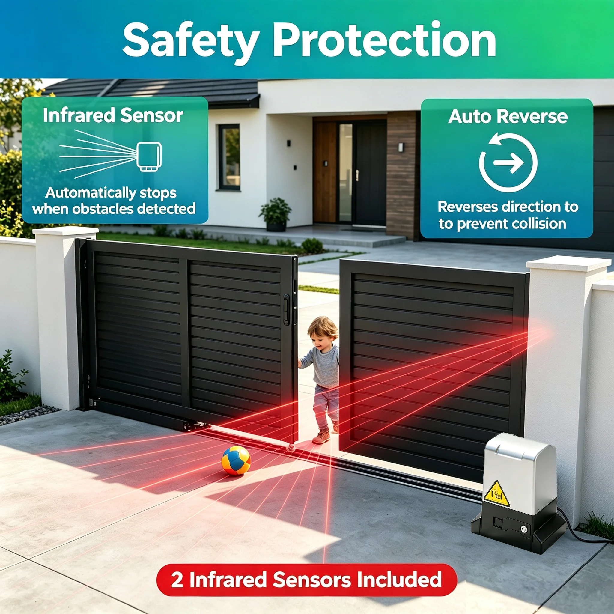 2000KG Heavy Duty Automatic Sliding Gate Opener 1200W Pure Copper Motor Tuya Smart WiFi Bluetooth APP Control