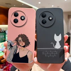 For Itel S24 Case Fashion Cartoon Sweet Girl Liquid Silicone Soft TPU Shockproof Phone Cover For ItelS24 Itel S 24 Fundas Coque