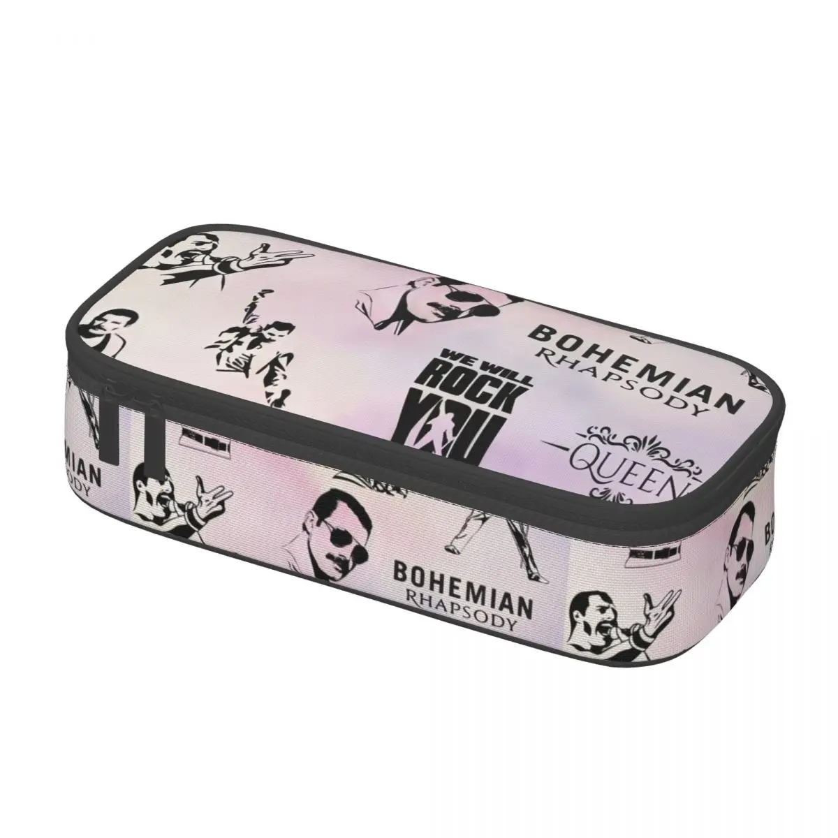 Custom Freddie Mercury Queen Band Pencil Cases for Girls Boys Large Storage Pen Box Bag Stationery