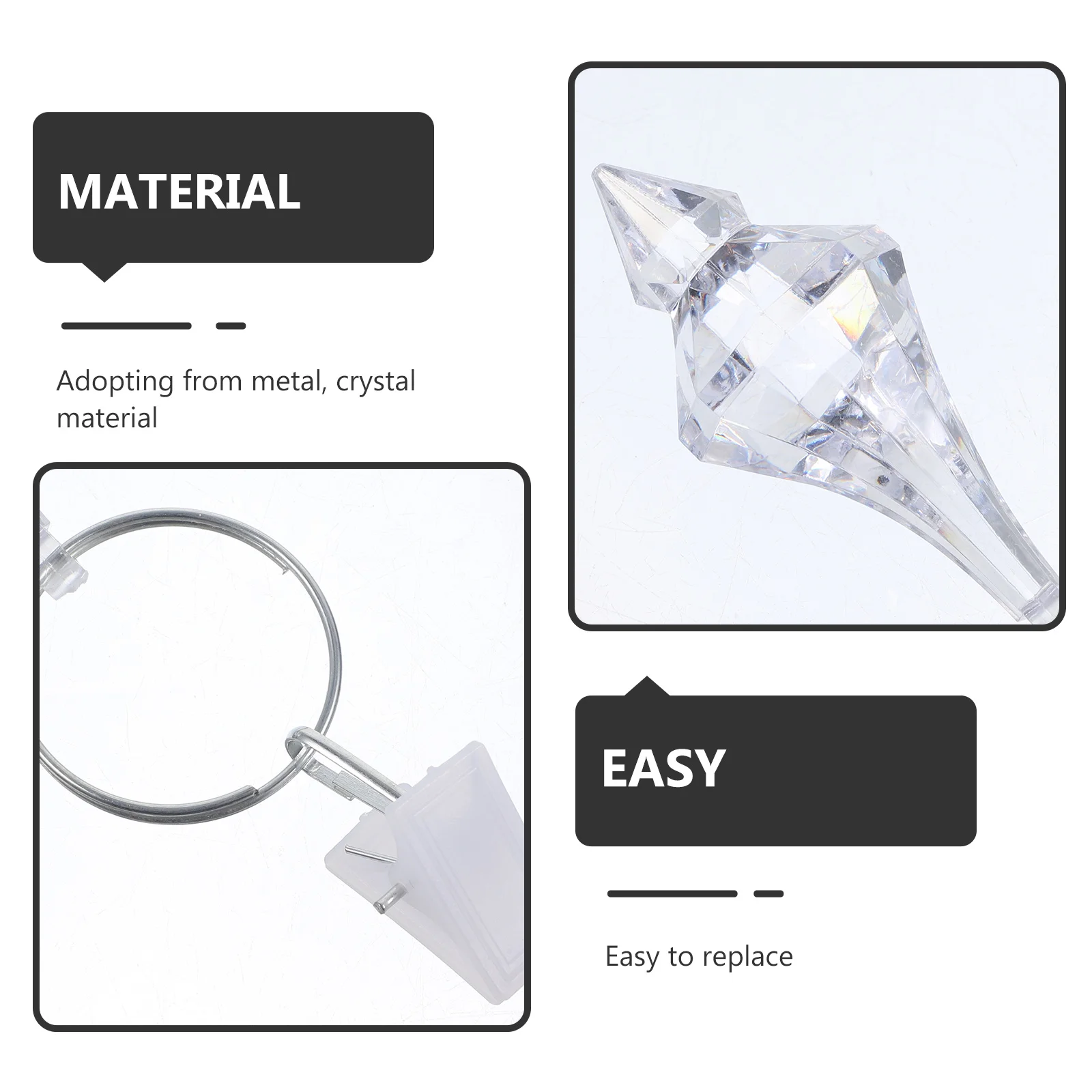 

4Pcs Curtain Weights Clips Metal Crystal Drape Blocks for Shower Curtains Window Screens Bottom Weight Household Decoration