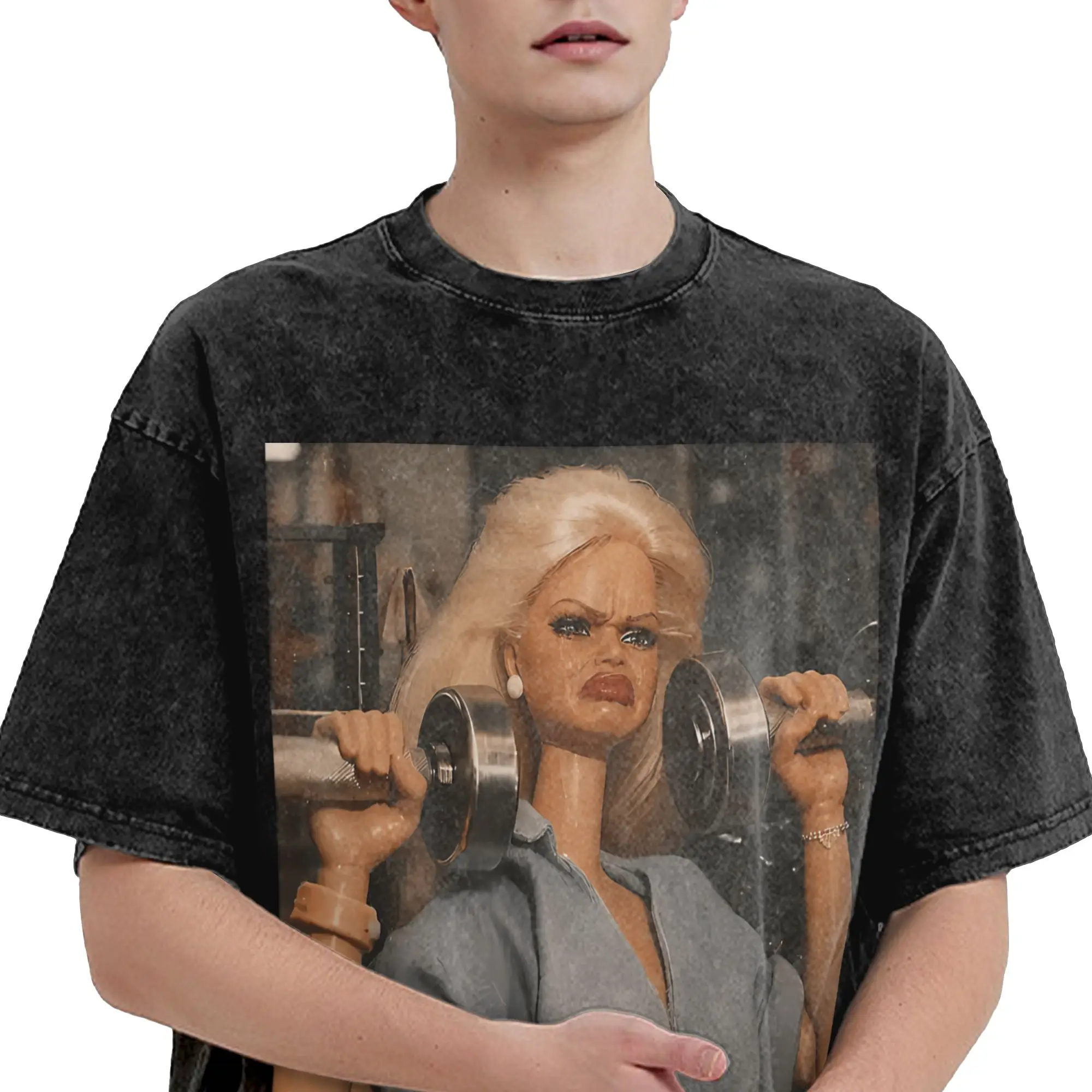 Lustige Herren-T-Shirts mit Ekelhaftem Fitness-Mädchen-Motiv, Vintage-Workout-Meme-Humor, Fitness-T-Shirts, Sommer-Y2K-Casual-Kurzarm-T-Shirts – Detail 3